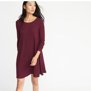Maroon plush knit swing dress